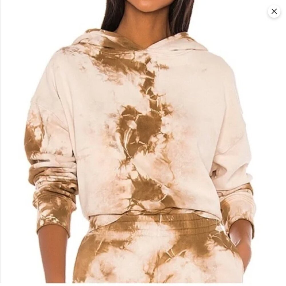 Frankie’s Bikinis Brownie Tie Dye Sweatpants & Hoodie Set Women's XS Brown Tan - Picture 3 of 16